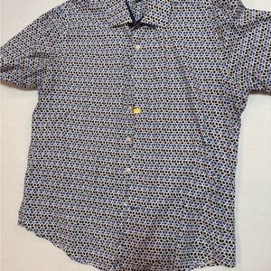 Paulo Solari Poker Patterned Blue and White Shirt